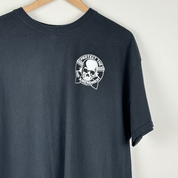 2nd Amendment Made America Free Gun Skull Constitution US Flag Shirt Size XL - Picture 4 of 5